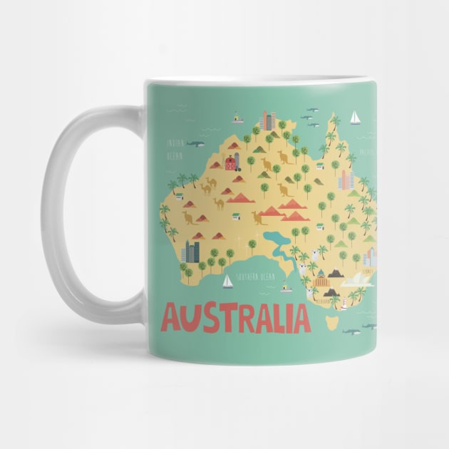 Australia Illustrated Map by JunkyDotCom